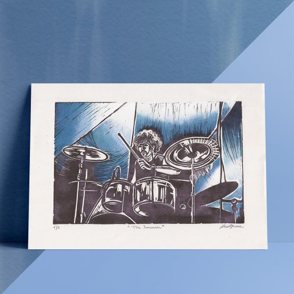 The Drummer - Linocut on paper - 21x29,7 cm